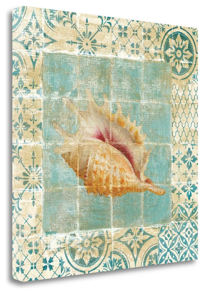 "Shell Tiles II Blue" By Danhui Nai, Giclee Print on Gallery Wrap Canvas