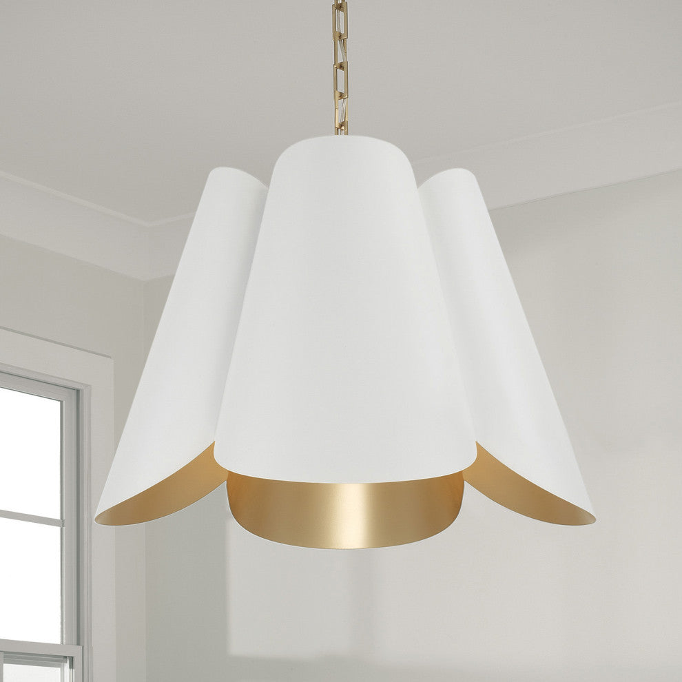 Capital Lighting 355441 Maeve 27"W Pendant - Matte Brass / White