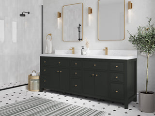 Sonoma 84" Double Sink Bath Vanity in Black Top, 2" Viola Gold