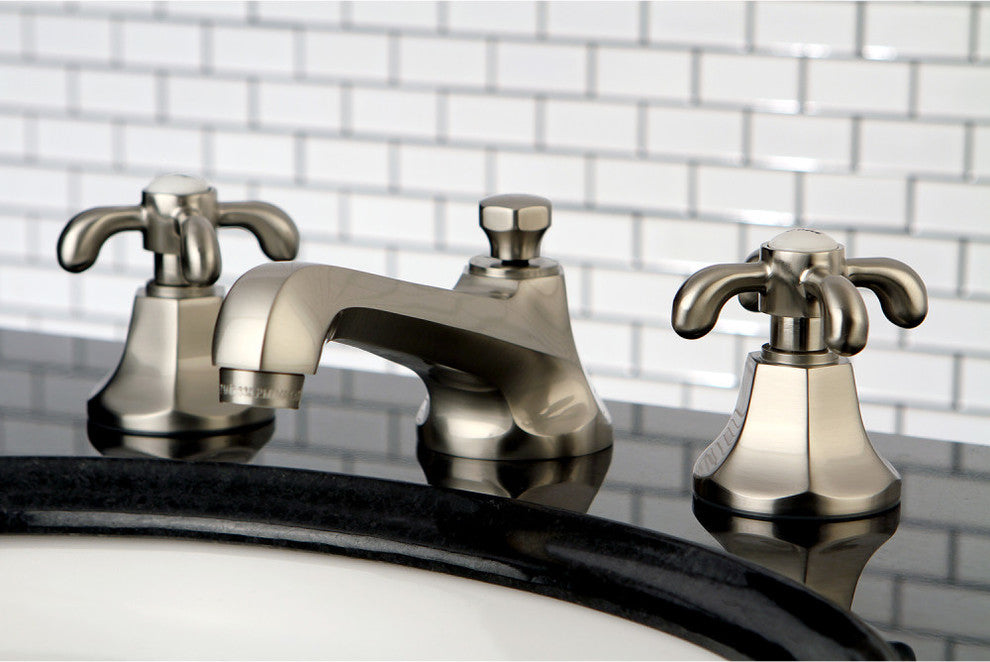 Kingston Brass Widespread Bathroom Faucet With Brass Pop-Up, Brushed Nickel