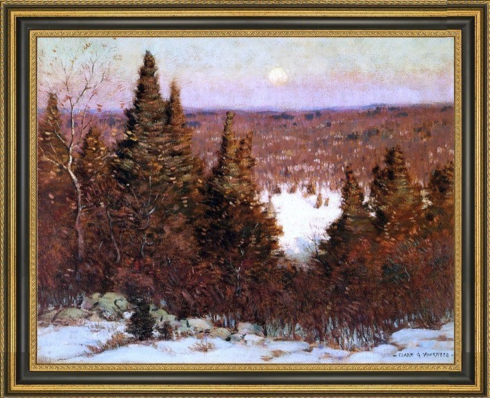 Clark G Voorhees December Moonrise Framed Premium Canvas Print, 18"x24"