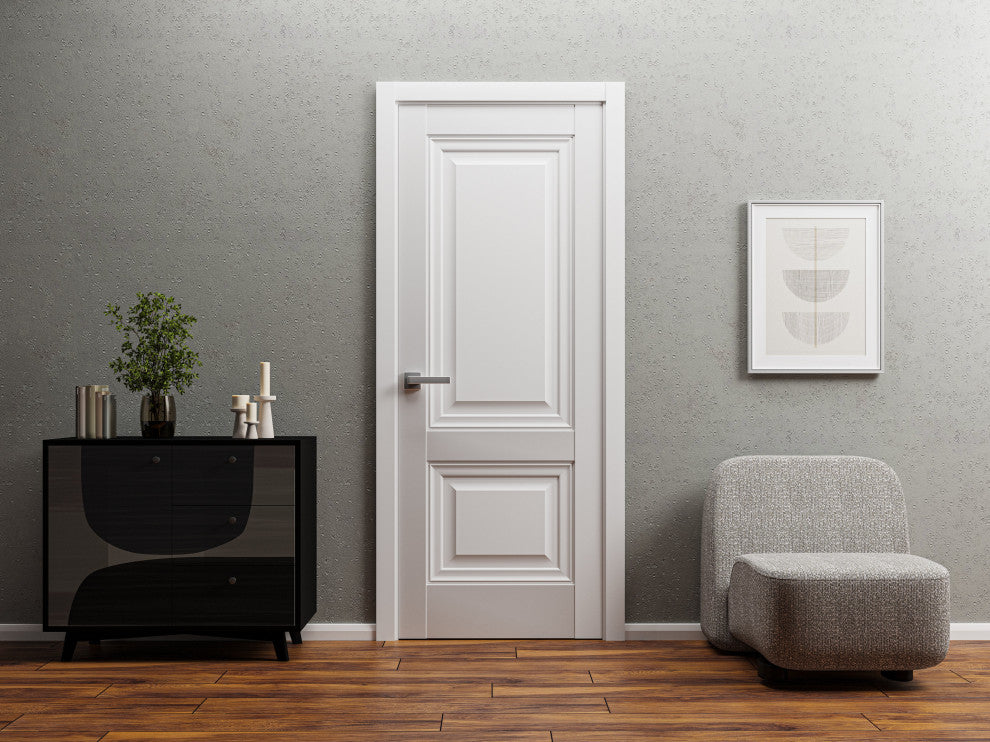 Slab Barn Door 42 x 84, Lucia 8831 White Silk, Sliding