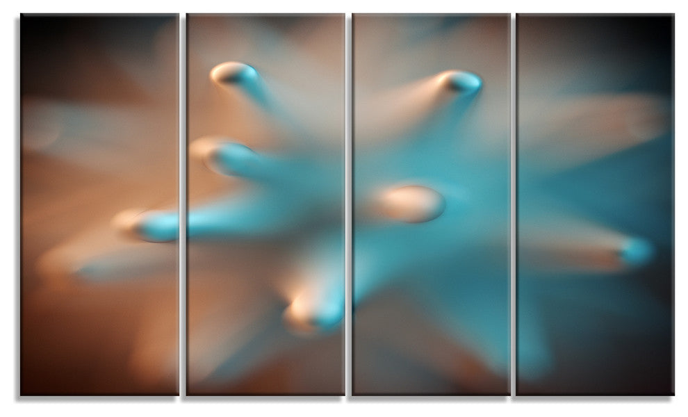 Blue Macro Prickly Texture, Abstract Canvas Wall Art, 48"x28", 4 Panels