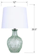 20.5" Recycled Glass Table Lamp, Patterned Base/Off-White Linen Shades, Set of 2