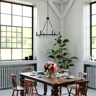 Russel 24.75" 6 Light Chandelier Matte Black and Weathered Gray