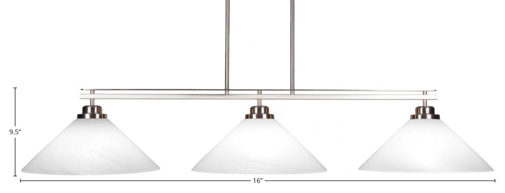 Odyssey 3 Light Bar, Brushed Nickel Finish, 16" White Marble Glass