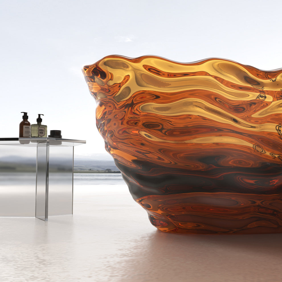 Vanity Art Freestanding Soaking Stone Resin Bathtub, Pure Resin Coffee