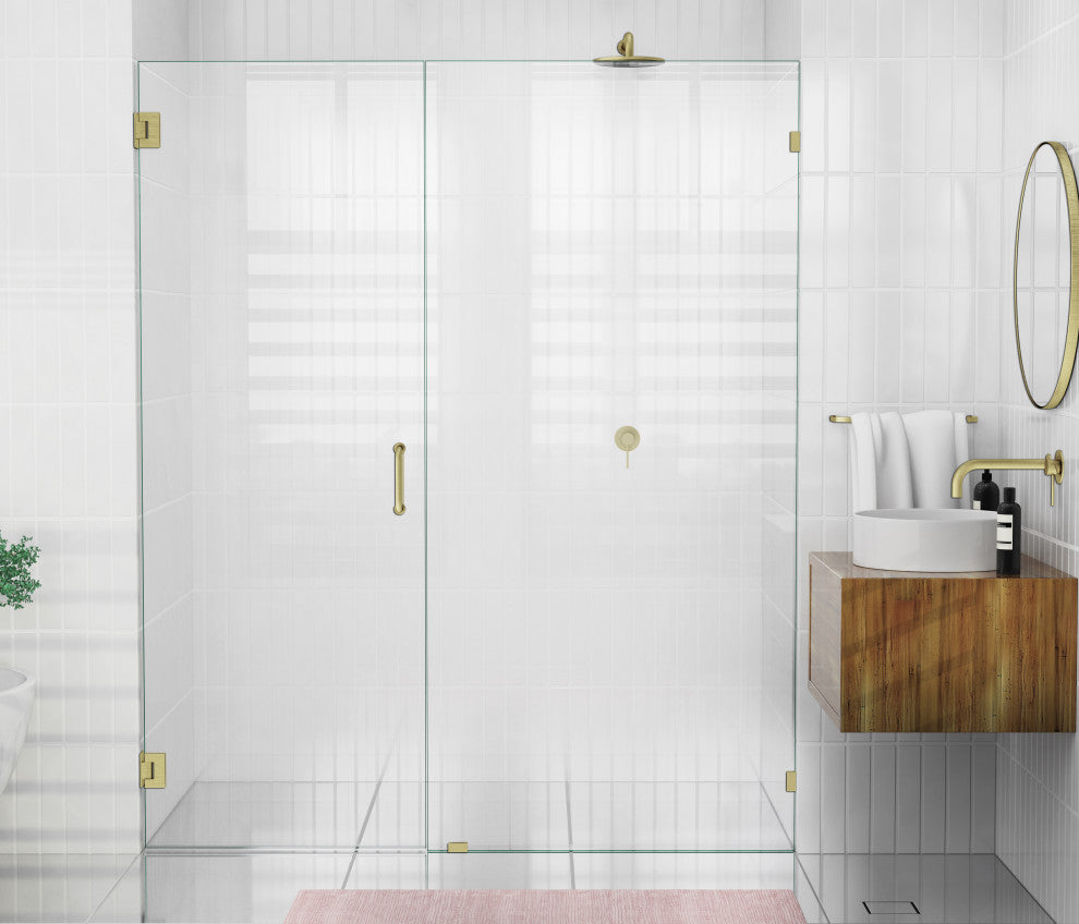 78"x69.25" Frameless Shower Door Wall Hinge, Satin Brass