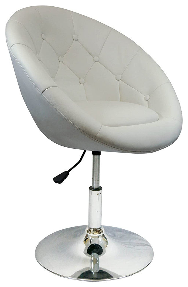 Nicer Furniture Rounded Leather Height Adjustable Leisure Swivel Bar Stool White