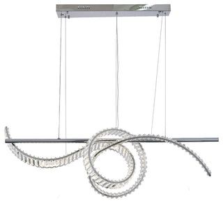 2-Light Dimmable Chrome Steel LED Chandelier With Clear Crystal