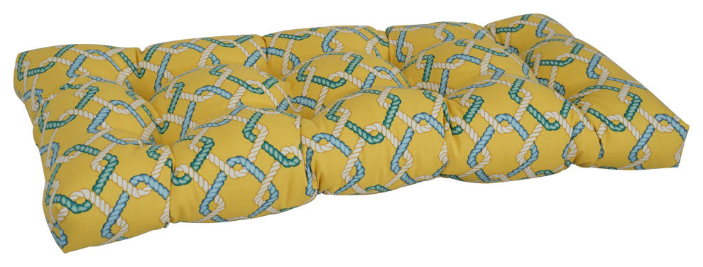 42"X19" Polyester Outdoor Tufted Loveseat Cushion, Capecod Summer