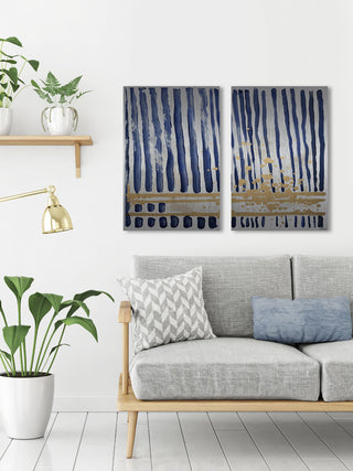 Blue Verticals Diptych, 24"x18"