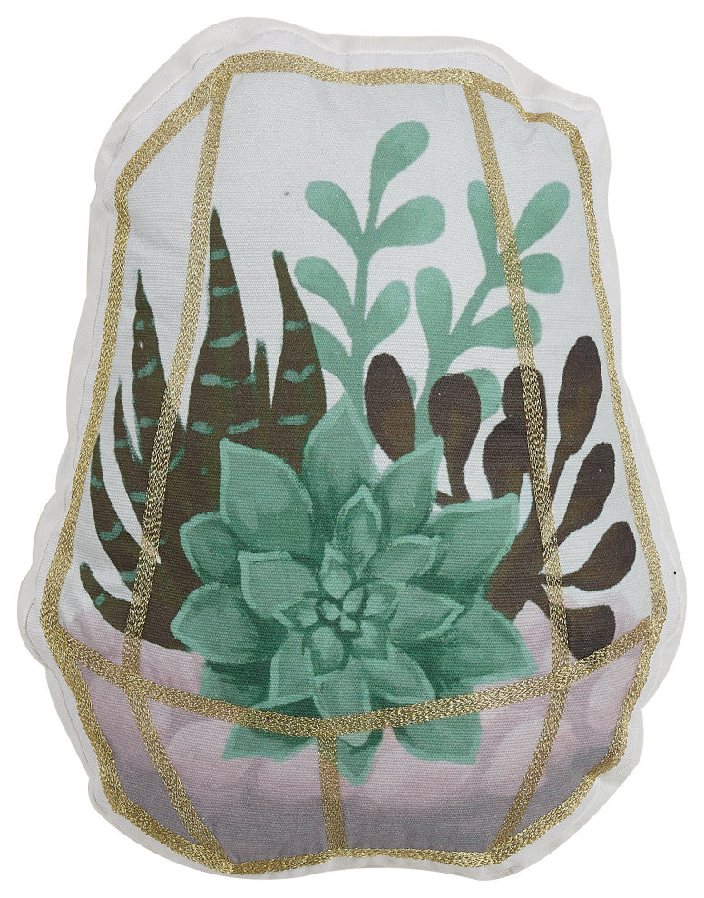 Succulent Terrarium Shaped Printed Pillow