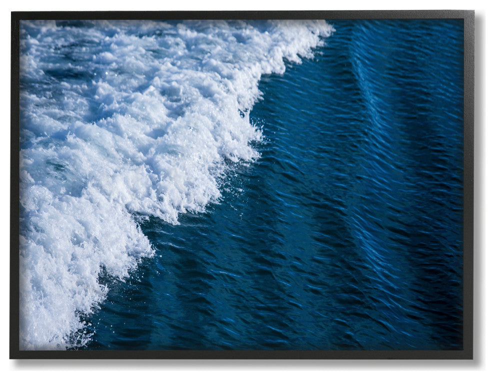 Blue Ocean Wave Crash Photograph, 24"x30", Black Frame