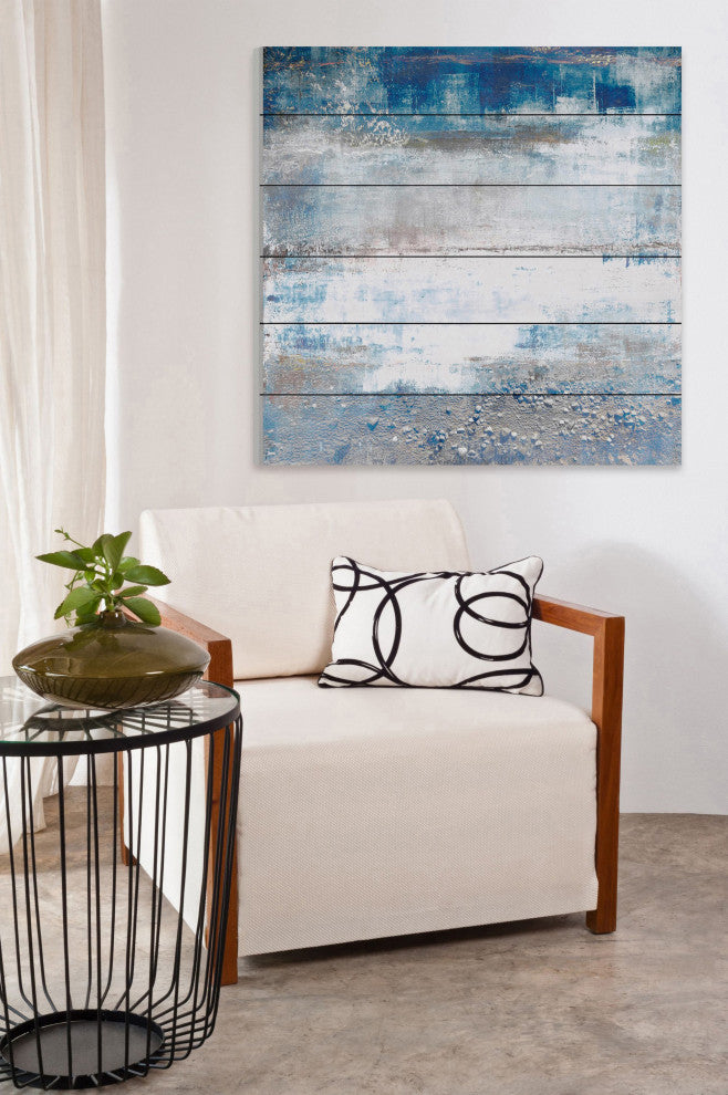 "White Splash" Painting Print on White Wood, 32"x32"
