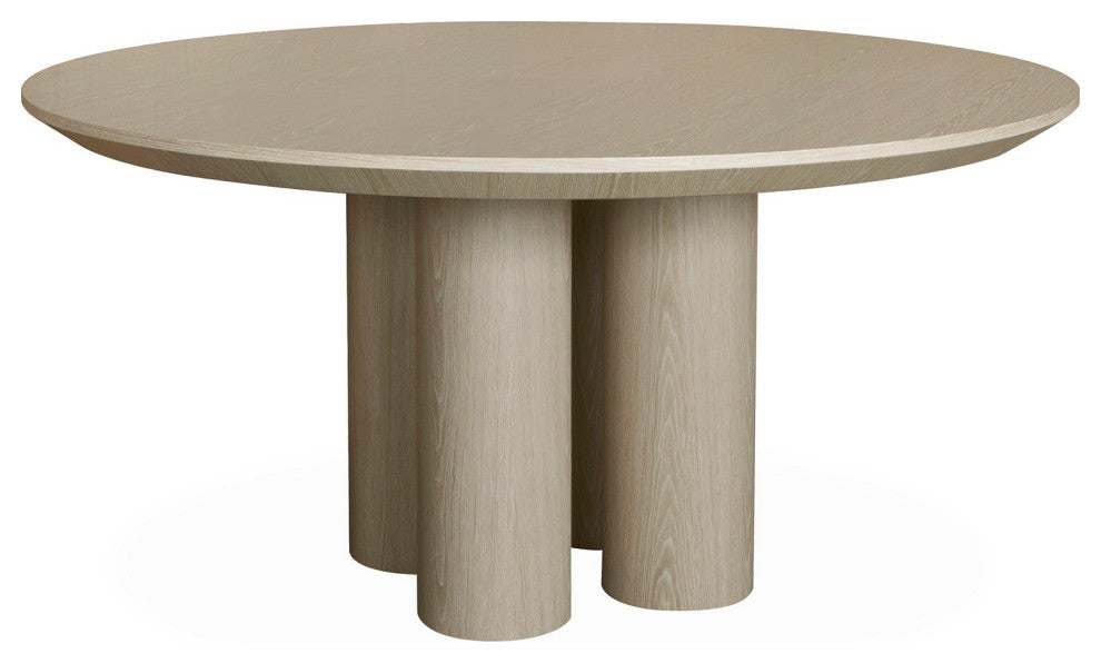 Bellevue Round Dining Table, 59", Transitional, Blonde Oak