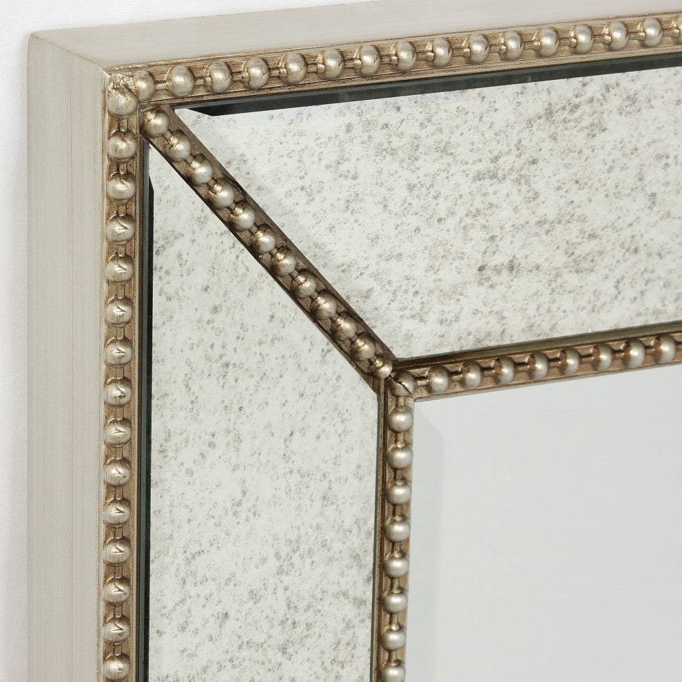 Champagne Bead Beveled Rectangle Solid wood framed Wall Mirror,multi size, 40" X 30
