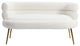 53" Round Arm Settee with Metal Legs, White, 53"