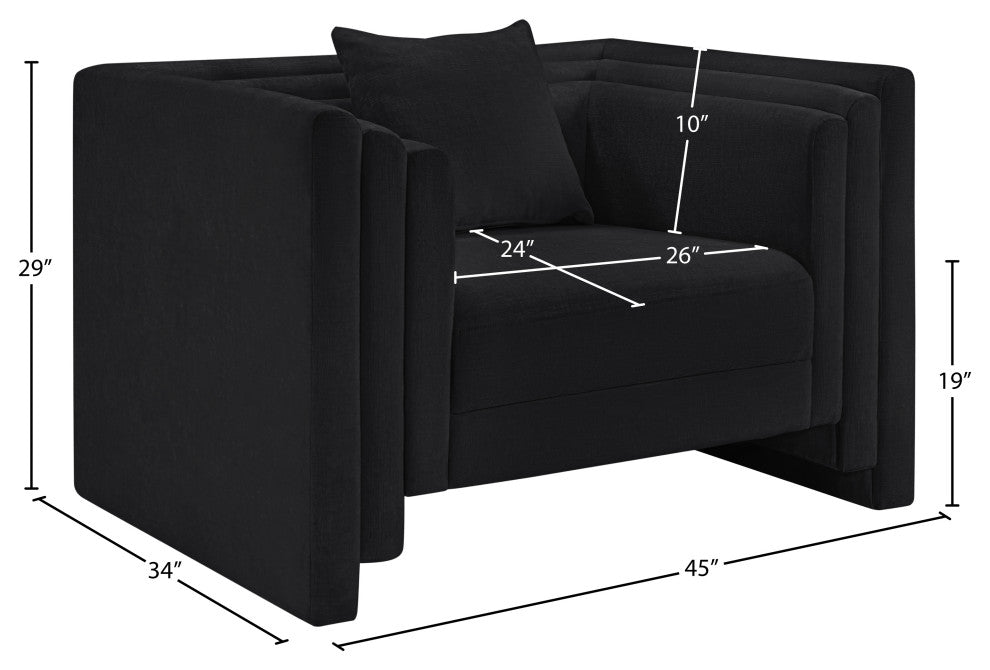 Everett Upholstered Chair, Black, Chenille Fabric