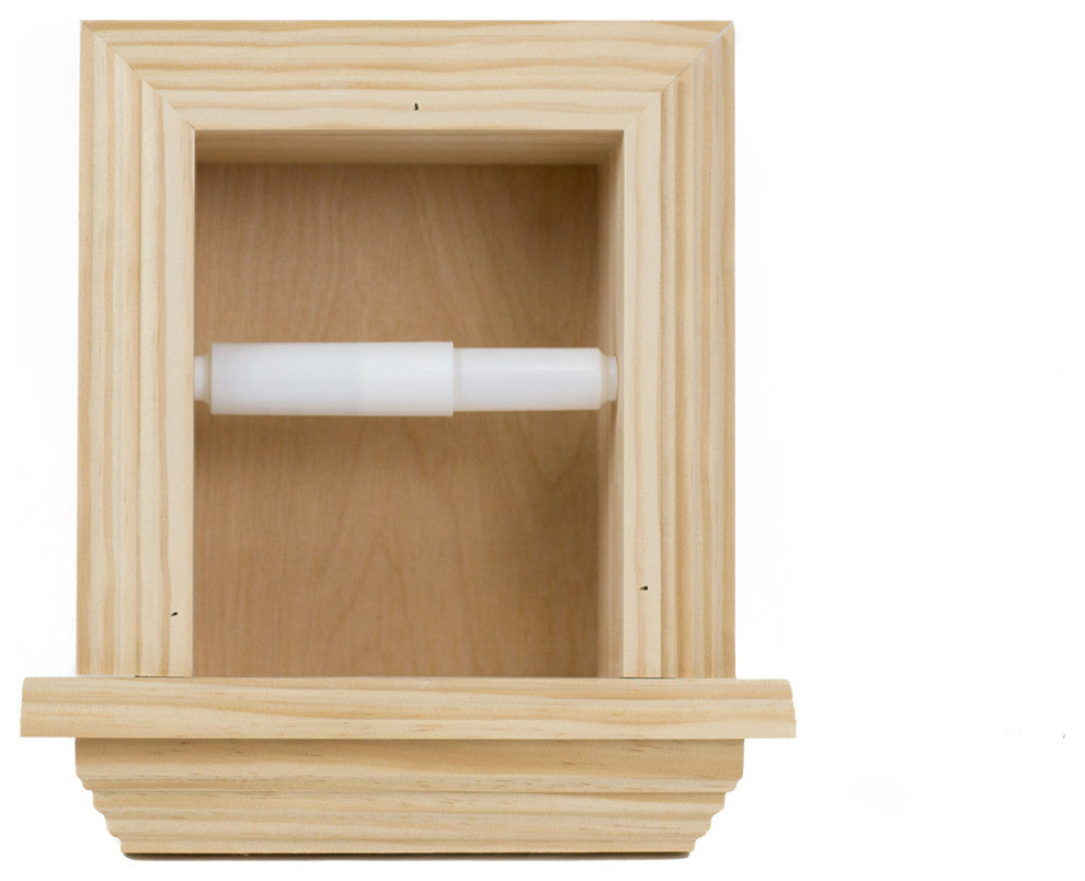 Tampa Recessed Solid Wood Toilet Paper Holder 7 x 8.5, Unfinished