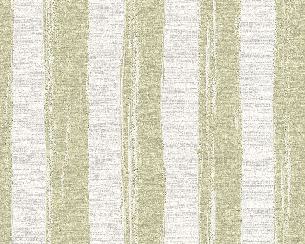 Ok6, Textile Natural Fresh Garden White, Green Wallpaper Sample