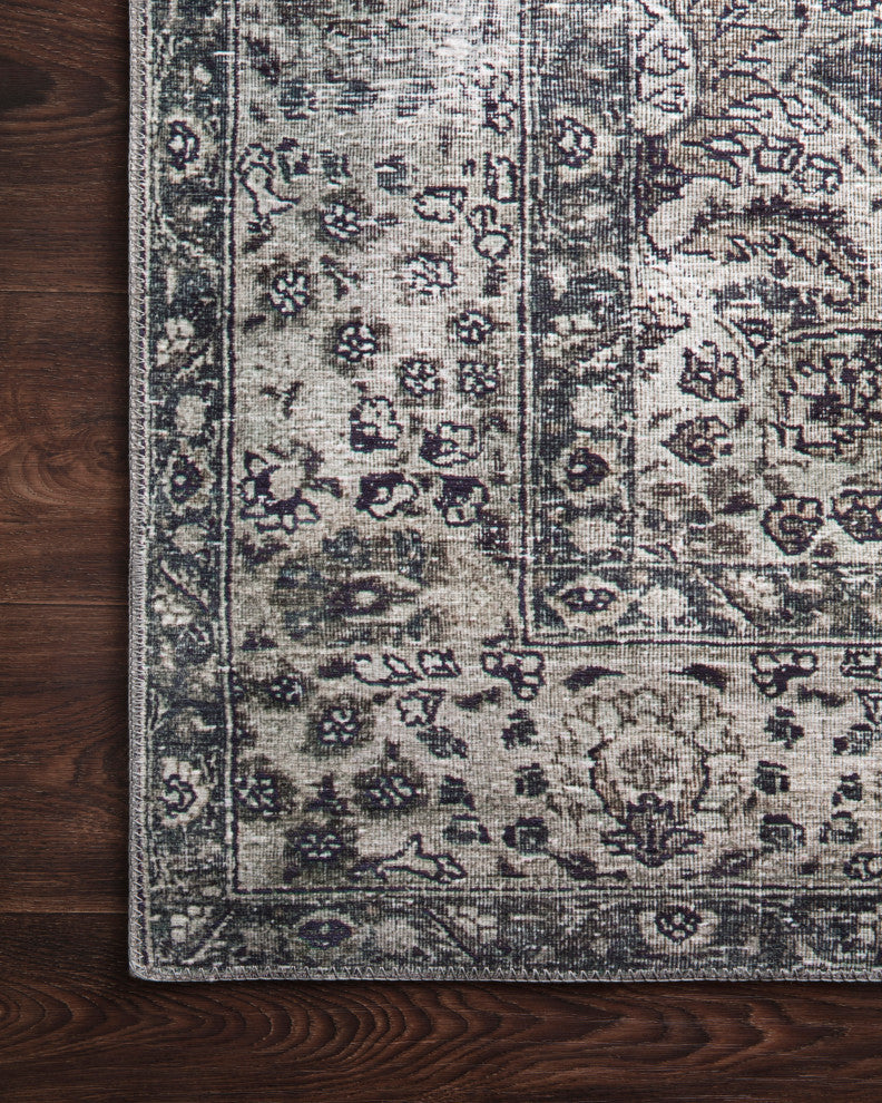 Taupe Stone Teal Navy Printed Polyester Layla Area Rug by Loloi II, 2'-6"x12'-0"