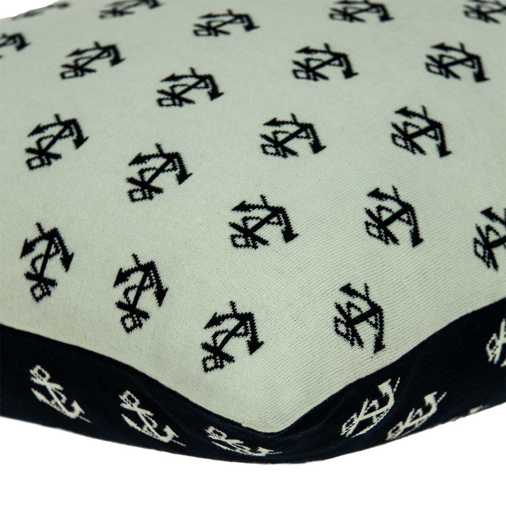HomeRoots Square Nautical Blue and White Anchor Accent Pillow Cover