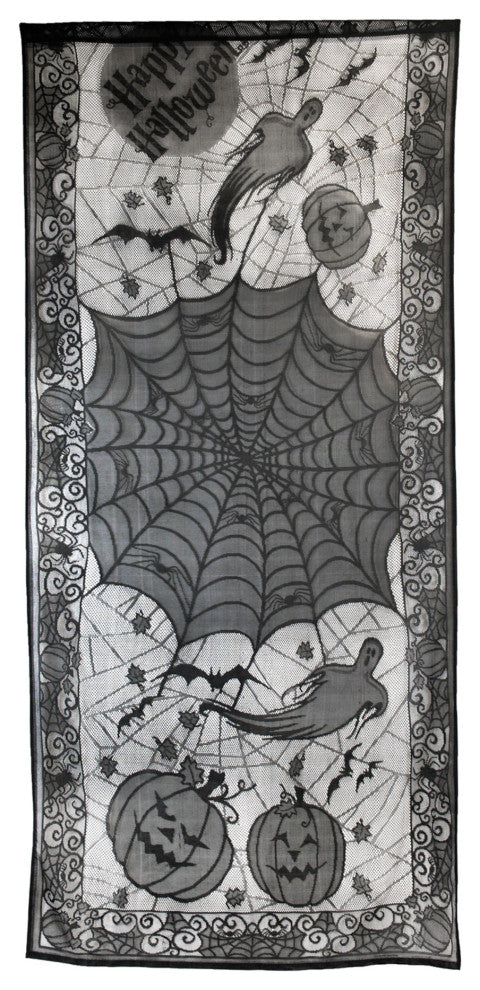 Happy Halloween Lace Window Panel
