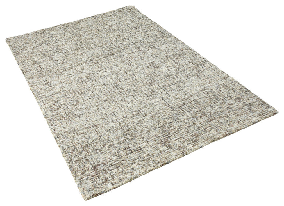 HAND TUFTED WOOL ECO-FRIENDLY AREA RUGS - Rectangle,Dark Brown Beige,Solid