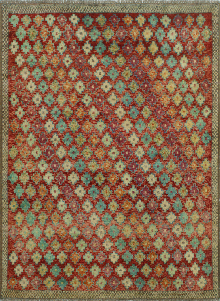 Balochi Landon Red/Orange Rug, 5'0x6'7