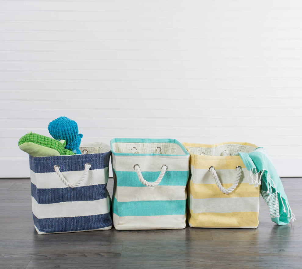 Paper Cube Stripe Aqua Square 16"x16"x16"