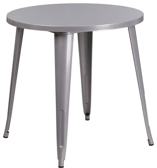 5-Piece Patio Dining Set with Round Table and Slatted Back Chairs, Gray