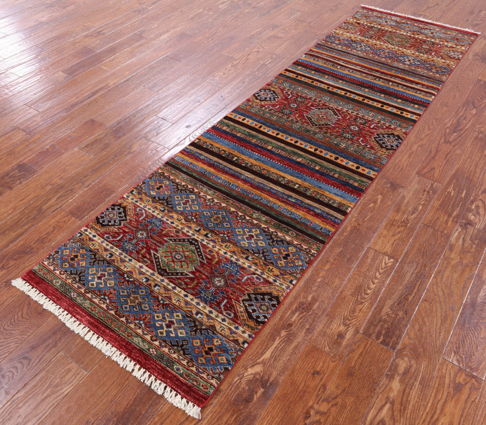 Runner Khorjin Super Kazak Handmade Rug 2' 9" X 9' 10" Q10467