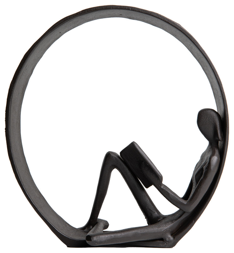 Danya B. Contemporary Encircled Reader Cast Iron Sculpture Statue, Female
