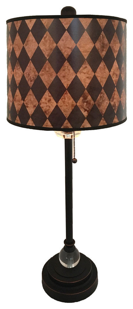 28" Crystal Lamp With Black Diamond Papyrus Shade, Oil Rubbed Bronze, Single
