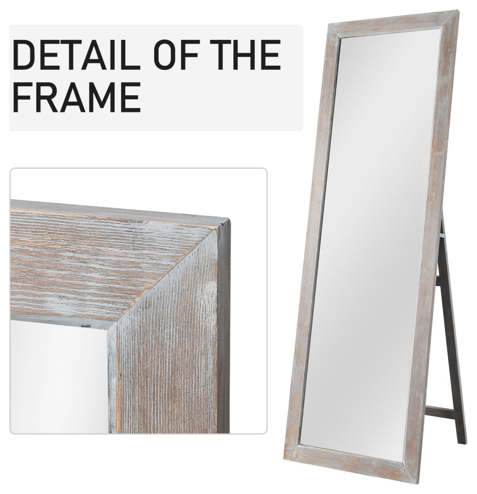 Brushed Light Brown Wooden Mirror