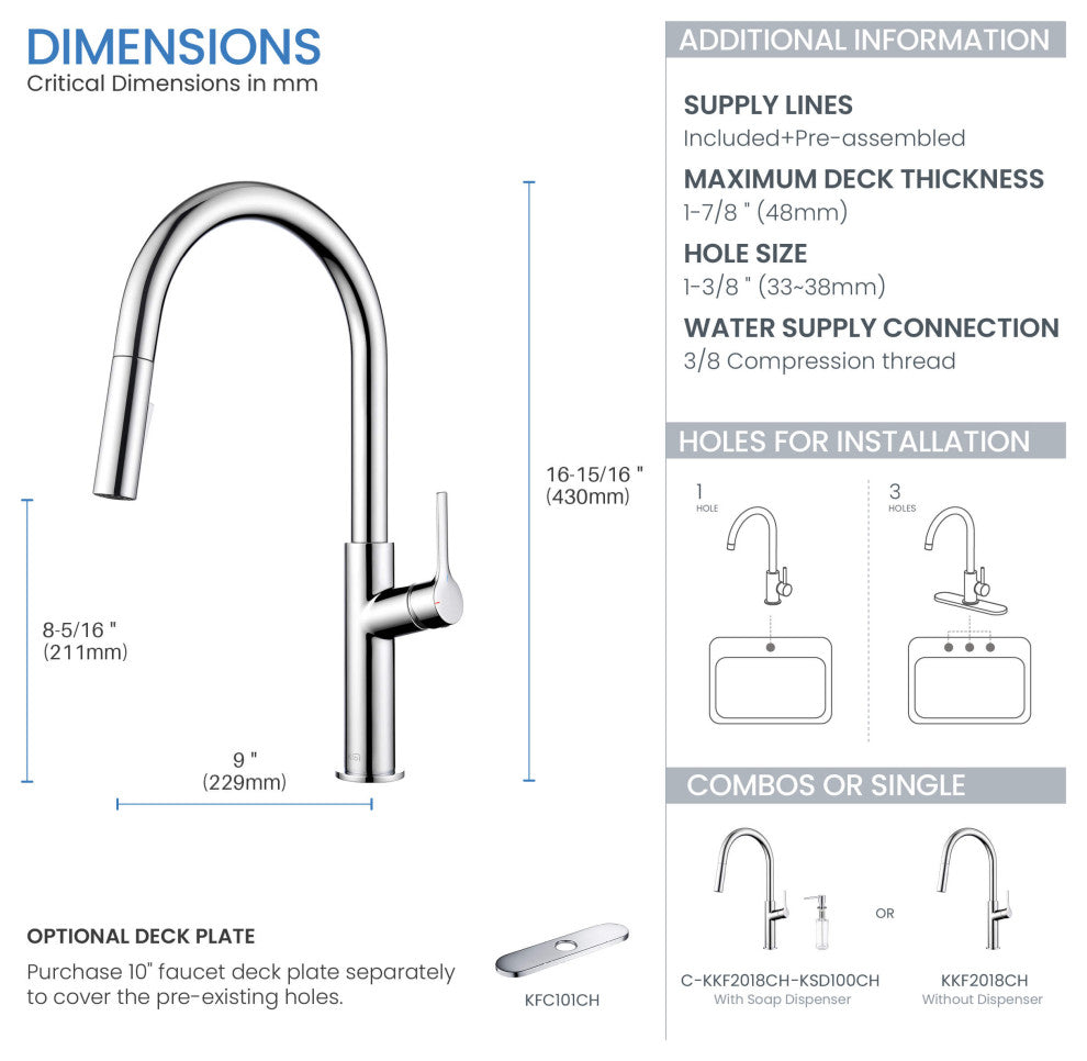 Fusion-T Single Handle Pull Down Sink Faucet With Soap Dispenser, Chrome