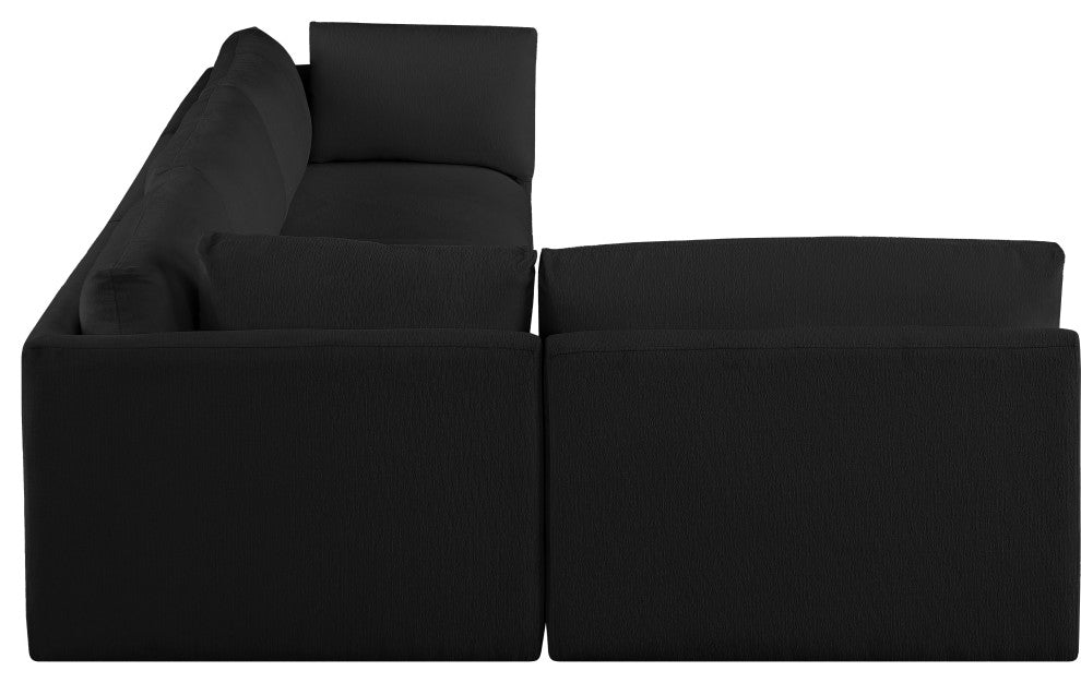 Ease Fabric Upholstered L-Shaped Modular Sectional, Black, 4 Piece: 2 Corner, 2 Armless