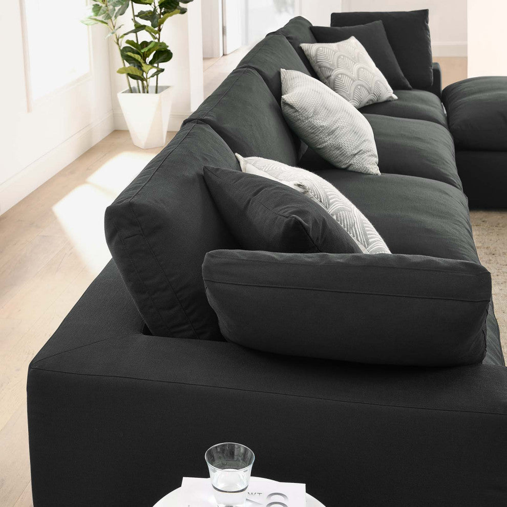 Modular Sectional Deep Sofa Set, Black, Fabric, Modern, Lounge Cafe Hospitality