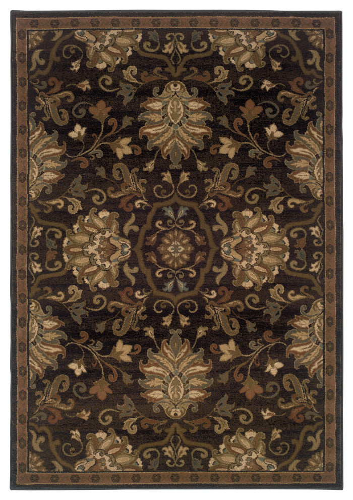 Harrison Oriental Brown and Beige Rug, 10''x13''