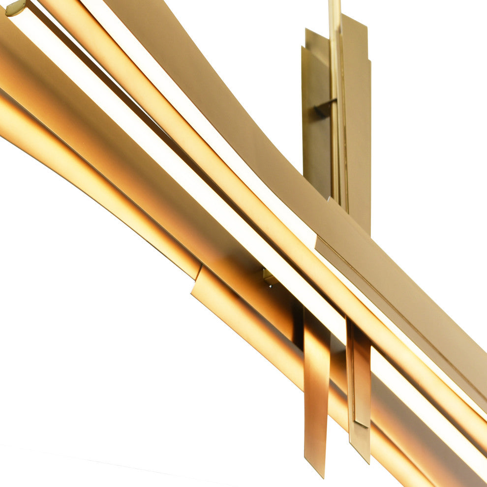 Solara Integrated LED Chandelier, Brass, 72 Inches