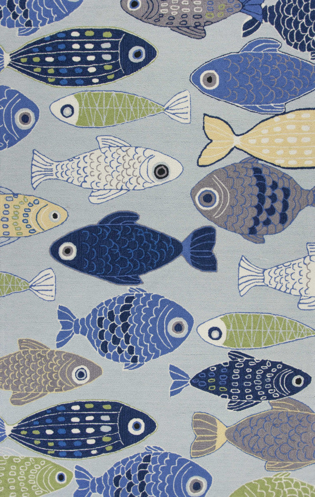HomeRoots 7' x 9' Polyester Light Blue Area Rug