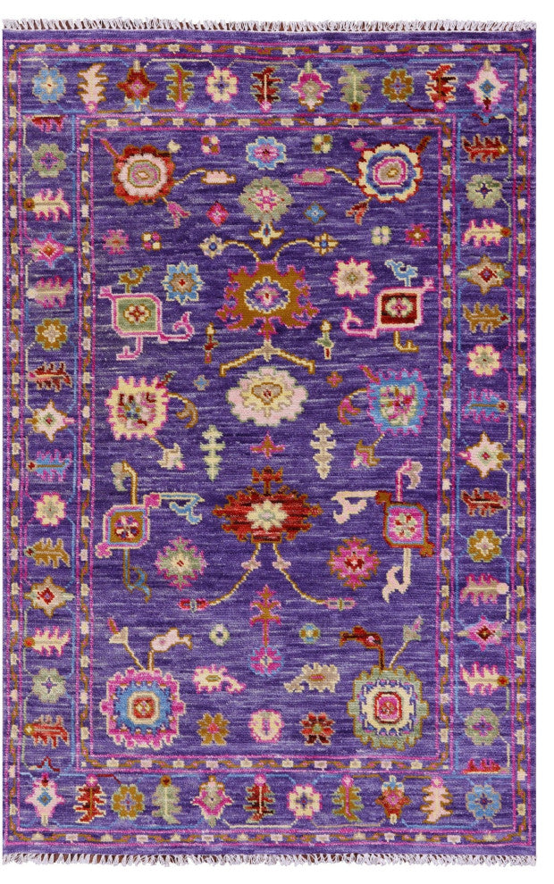 4' 1" X 6' 4" Hand Knotted Turkish Oushak Wool Rug - Q15337