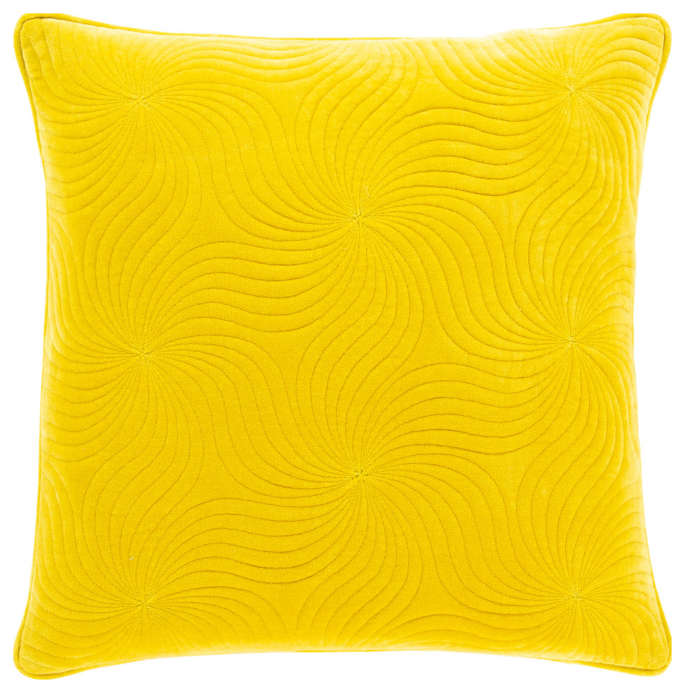 Surya Quilted Cotton Velvet QCV-008 20"x20" Pillow Cover, Mustard