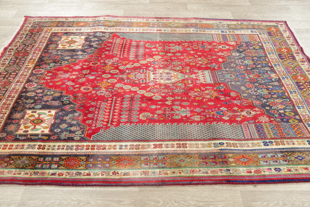 Consigned, Hand-Knotted Vintage Traditional Oriental Persian Area Rug, Red, 5x8