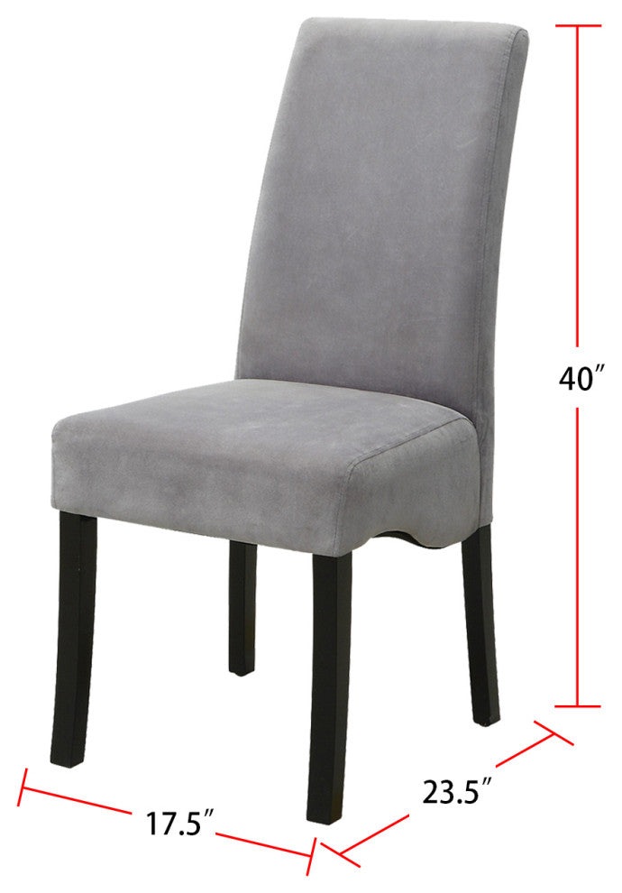 Set of 2 Upholstery Side Chairs Gray and Black