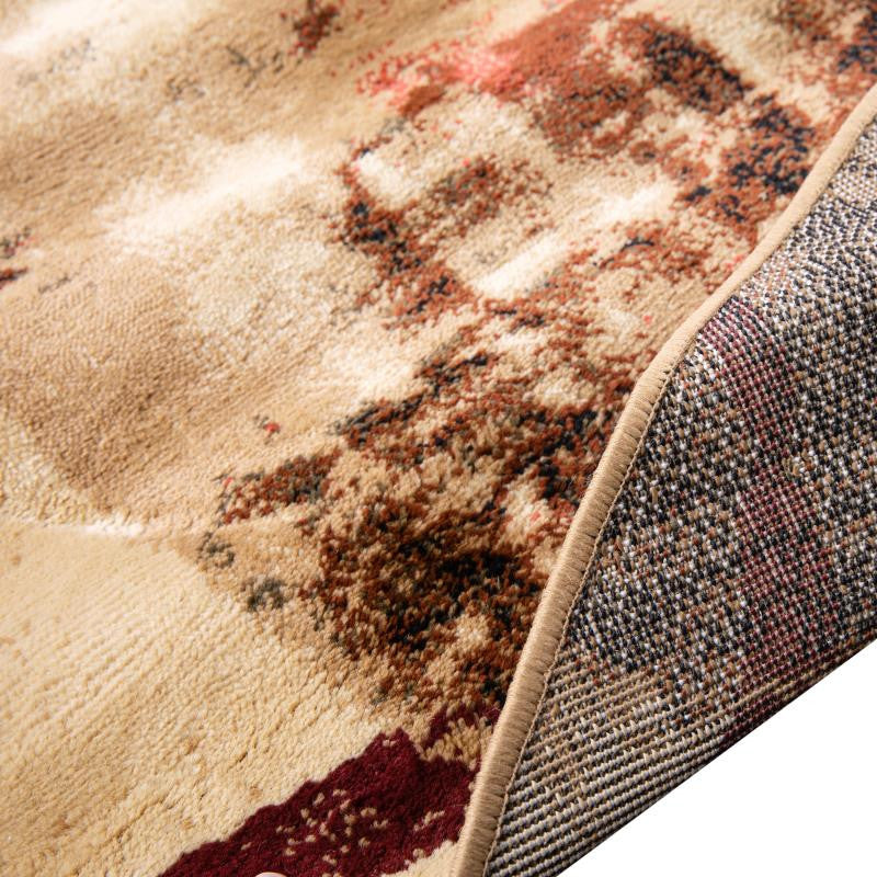 Caldor Collection Abstract Olefin Area Rug with Jute Backing, Green Multi, 8' X 8'