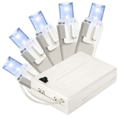 70 Pure White Battery Operated 5Mm LEDs, White Wire With 8-Function Controller