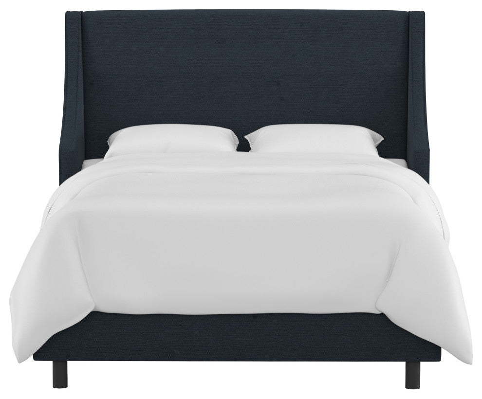 Wingback Bed, Linen Navy, Full