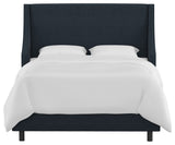 Wingback Bed, Linen Navy, Full